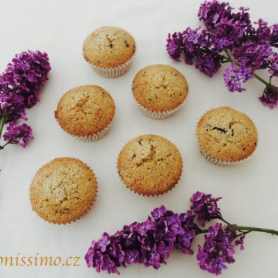 Špaldové muffiny s rebarborou a hořkou čokoládou